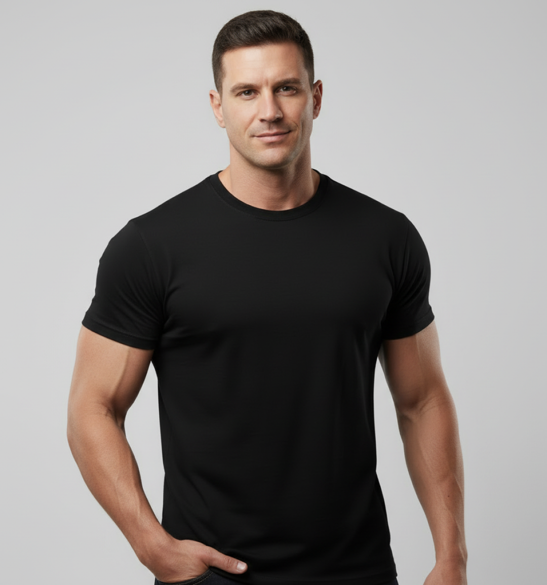 GritWear tee shown from front, side and back